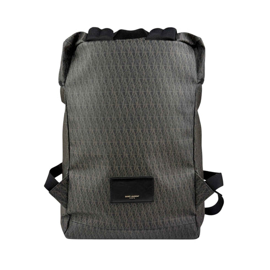 saint laurent monogram coated canvas backpack brown back