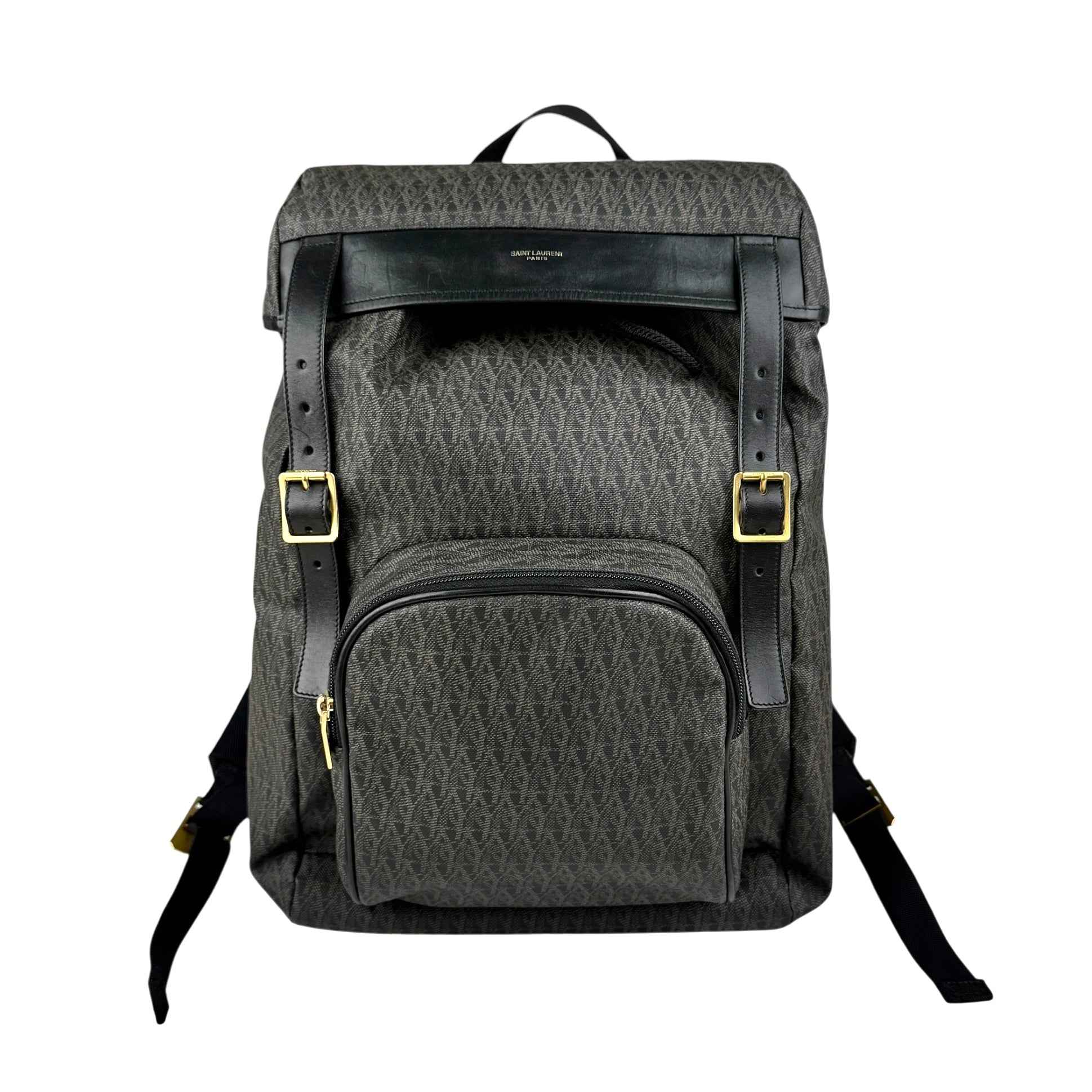 saint laurent monogram coated canvas backpack brown front