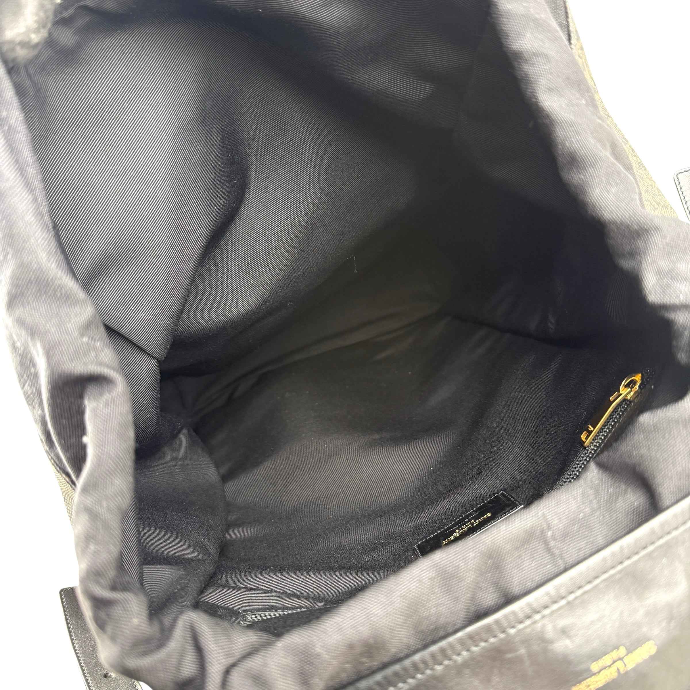 saint laurent monogram coated canvas backpack brown inside