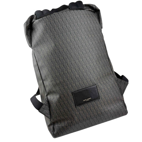 saint laurent monogram coated canvas backpack brown left back 45