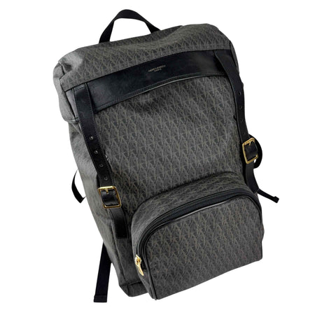 saint laurent monogram coated canvas backpack brown left front 45