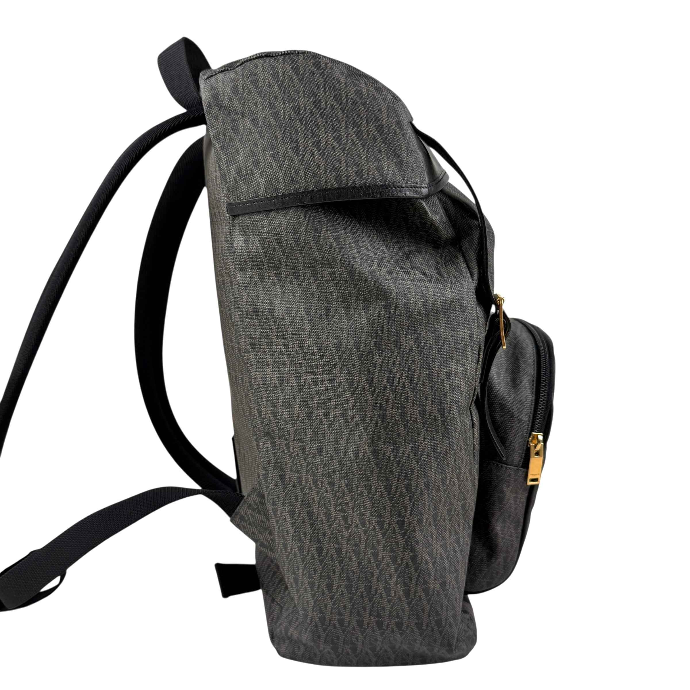 saint laurent monogram coated canvas backpack brown right