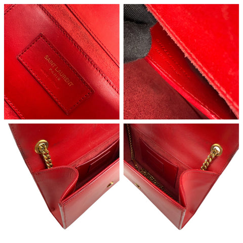 saint laurent red leather kate tassel shoulder bag inside pocket detail