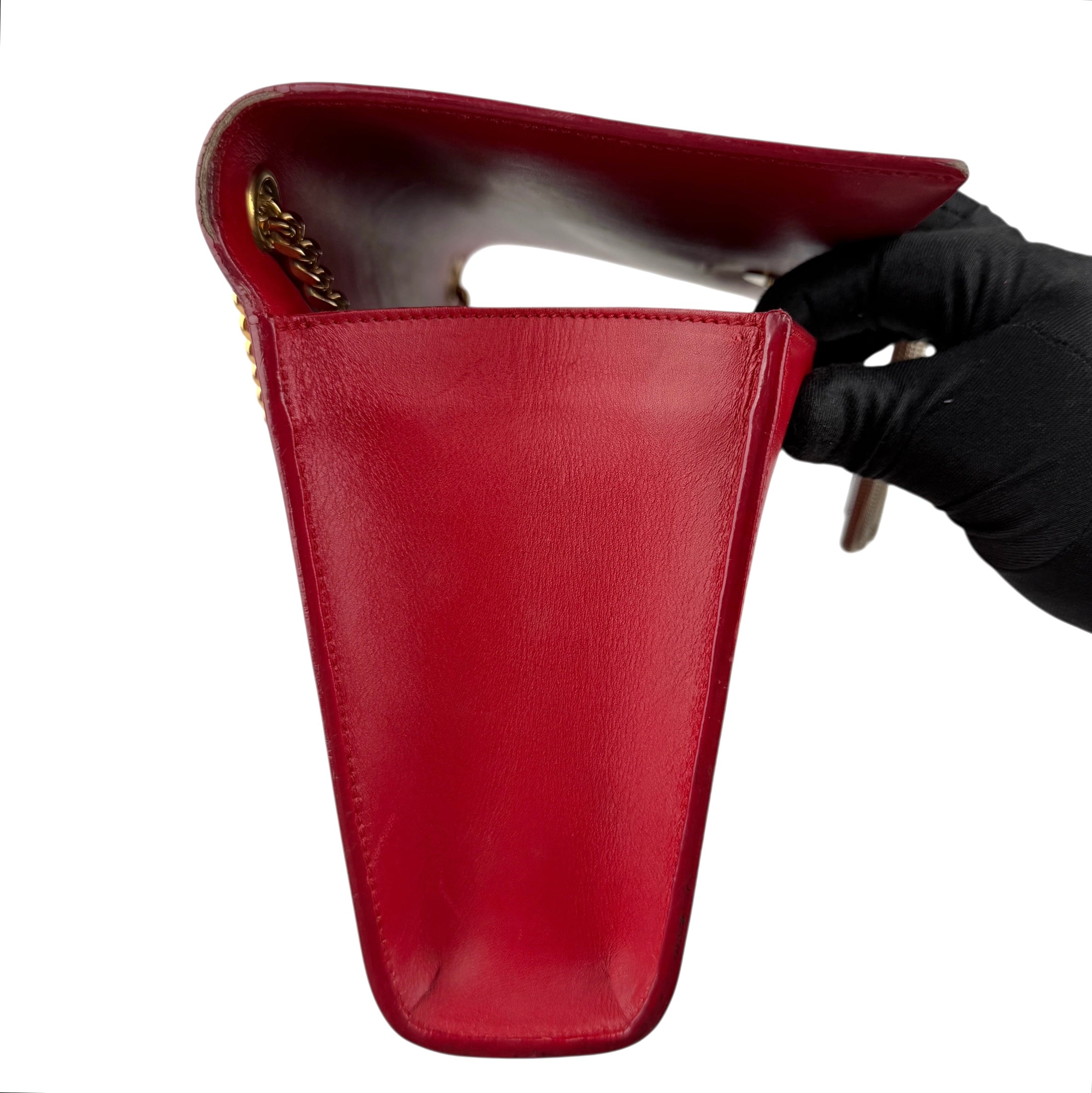 saint laurent red leather kate tassel shoulder bag left