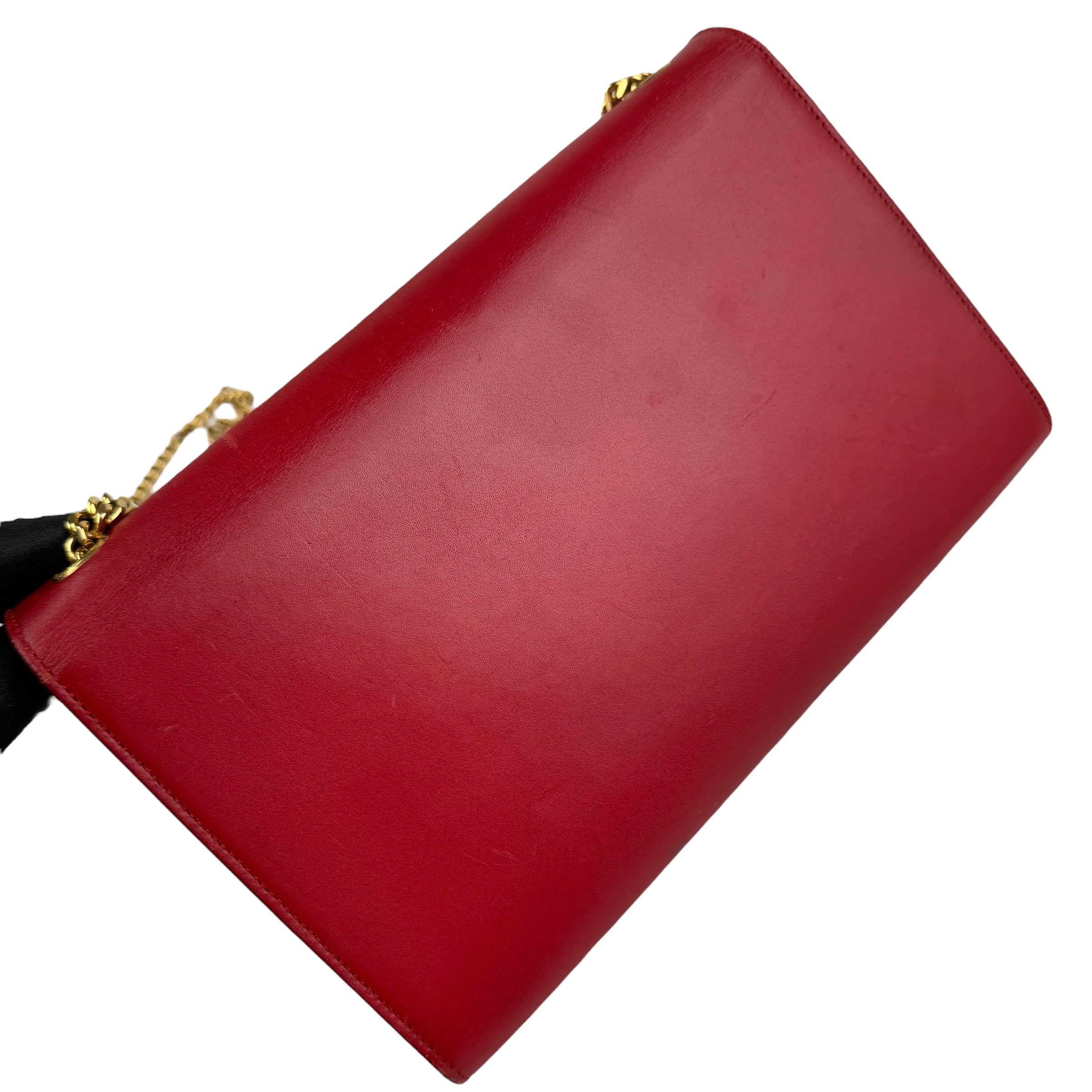 saint laurent red leather kate tassel shoulder bag left back 45