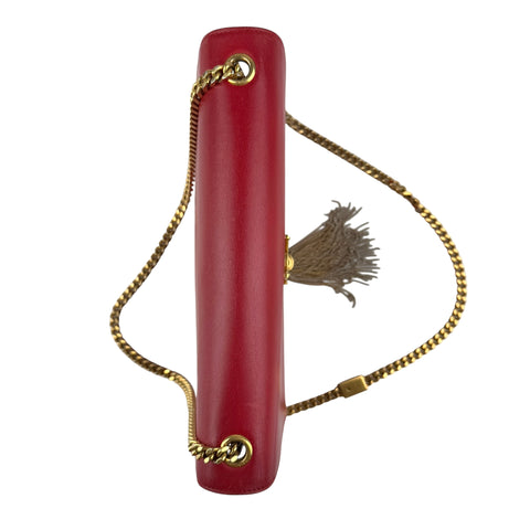 saint laurent red leather kate tassel shoulder bag top