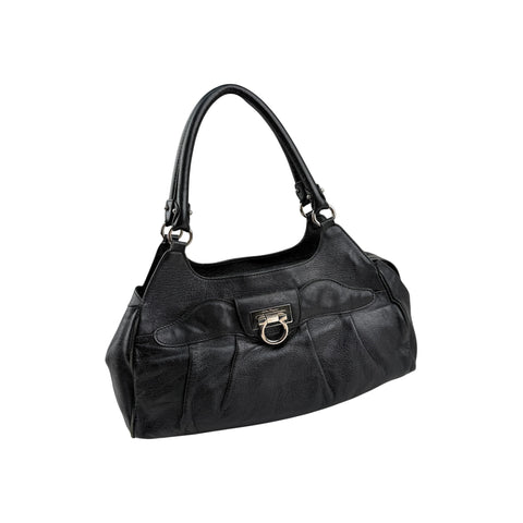 Salvatore Ferragamo Black Leather Marisa Shoulder Bag