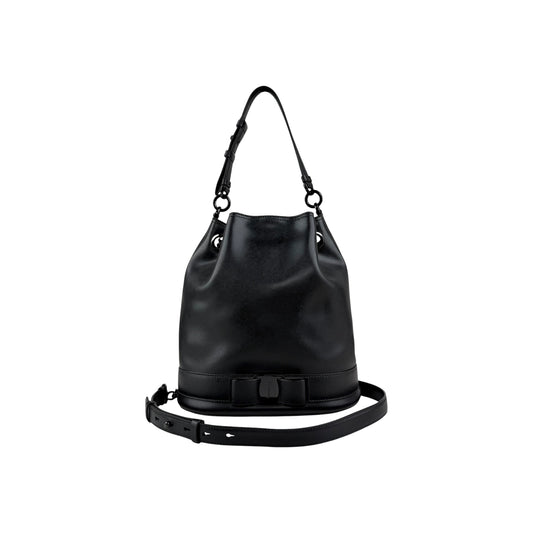 Salvatore Ferragamo Calfskin Bow Bucket Bag Black