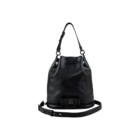 Salvatore Ferragamo Calfskin Bow Bucket Bag Black