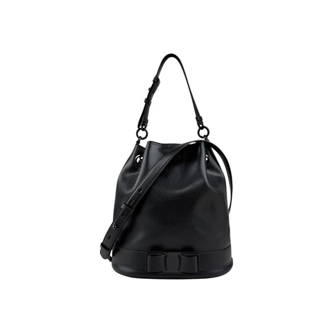 Salvatore Ferragamo Calfskin Bow Bucket Bag Black