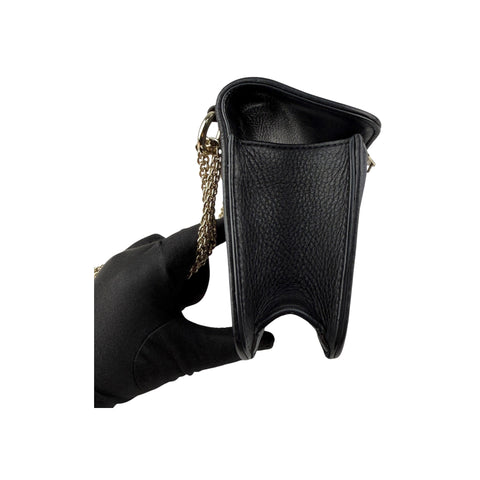 Valentino Black Denim and Leather Rockstud Glam Lock Flap Bag