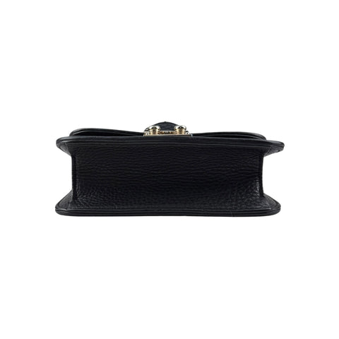 Valentino Black Denim and Leather Rockstud Glam Lock Flap Bag