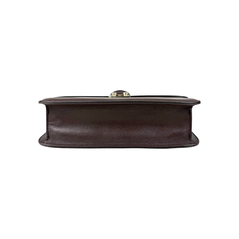 Valentino Brown Leather Medium Rockstud Glam Lock Flap Bag