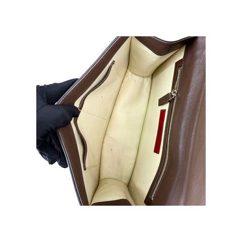 Valentino Brown Leather Medium Rockstud Glam Lock Flap Bag