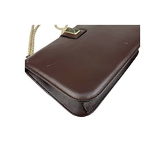 Valentino Brown Leather Medium Rockstud Glam Lock Flap Bag