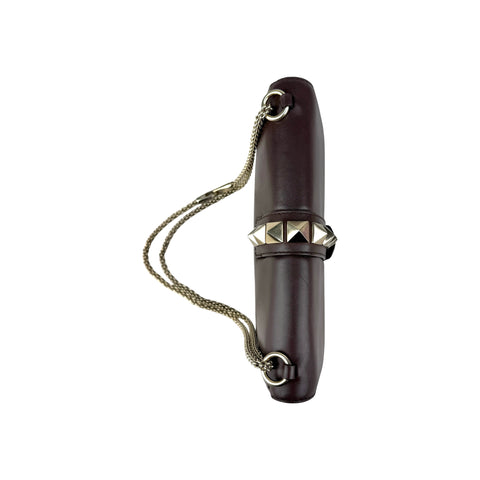 Valentino Brown Leather Medium Rockstud Glam Lock Flap Bag