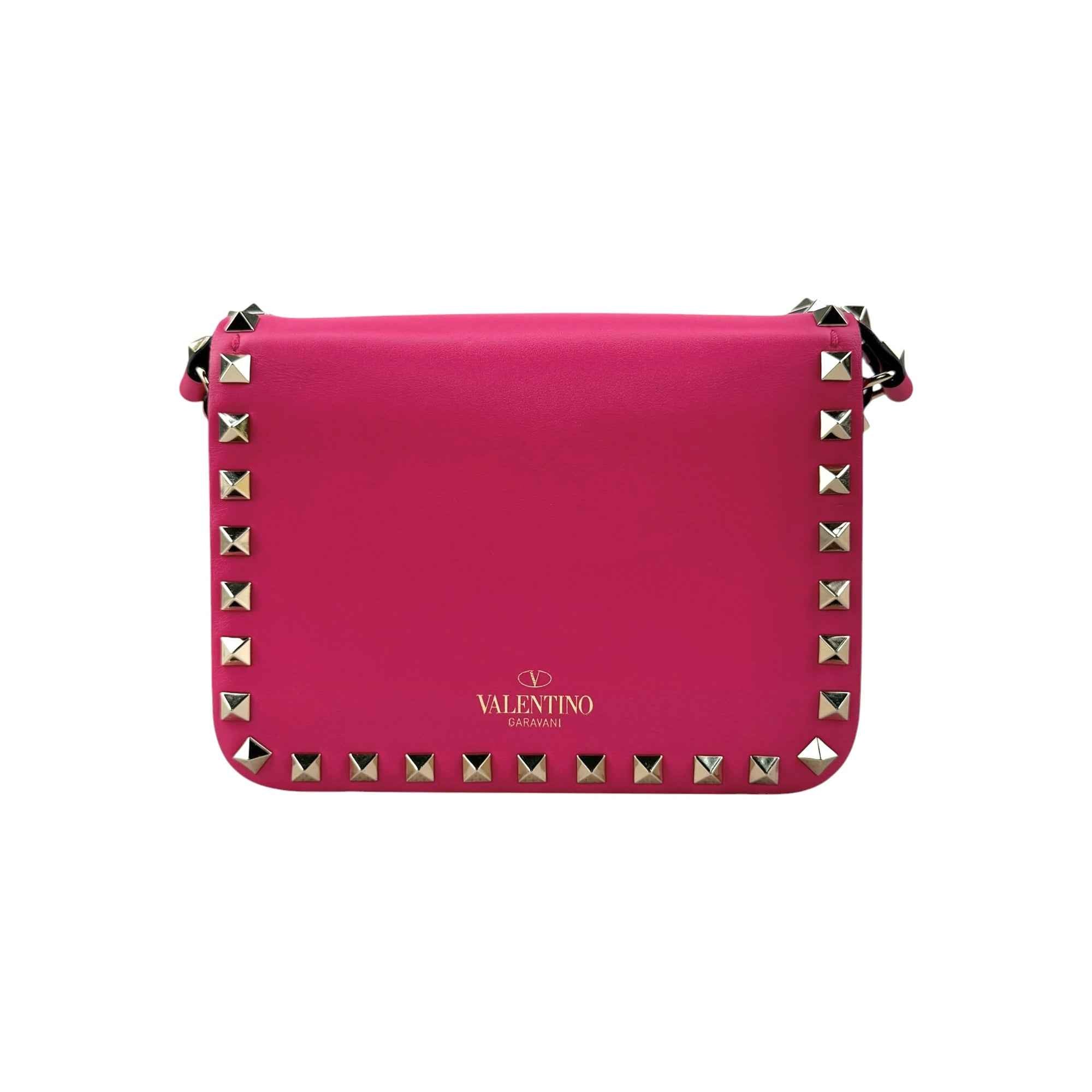 Valentino Pink Leather Rockstud Crossbody Bag
