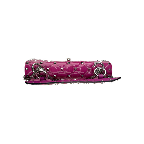 Valentino Pink Quilted Patent Leather Rockstud Spike Chain Shoulder Bag