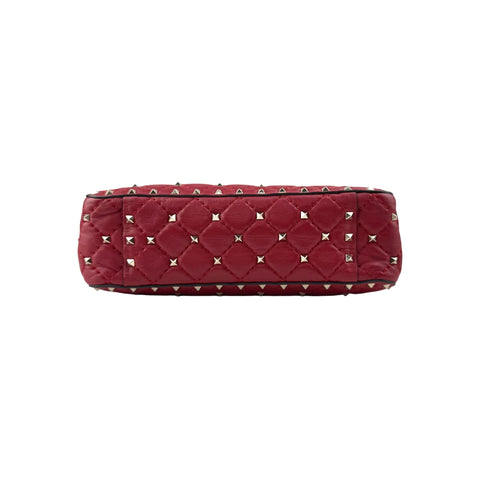 Valentino Red Leather Rockstud Spike Small Crossbody Bag