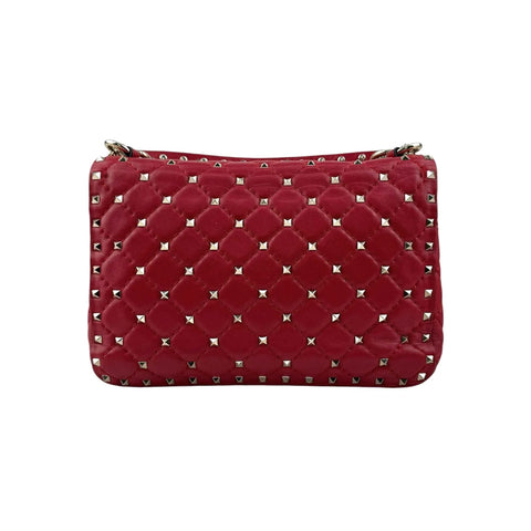 Valentino Red Leather Rockstud Spike Small Crossbody Bag